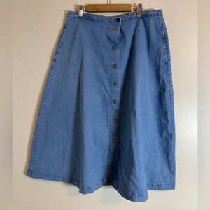 Vintage BonWorth Jean Skirt Womens Medium Petite Blue Prairie Midi Gardencore